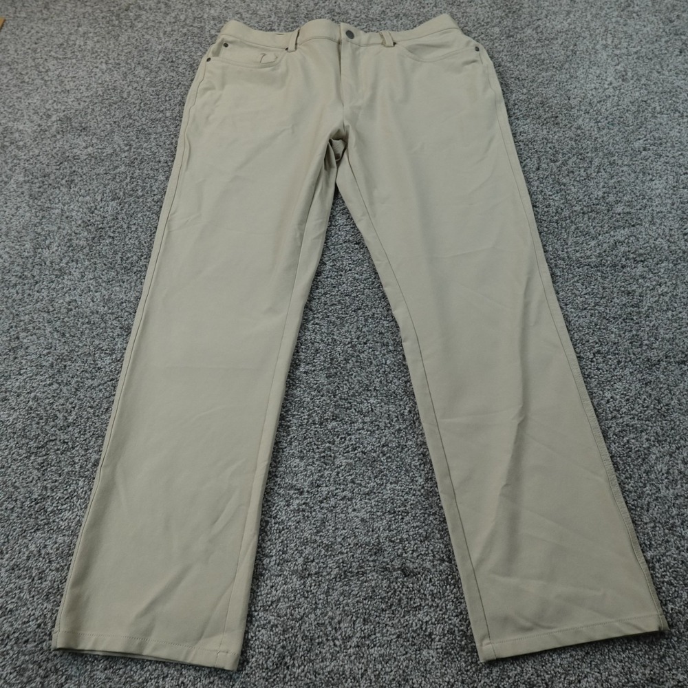Greg Norman Pants Mens 36X30 Beige Brown Chino Trouser Stretch Performance Golf